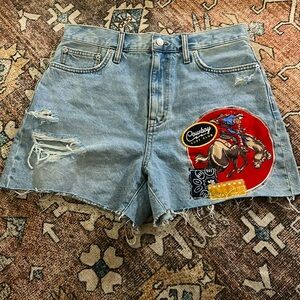 Madewell Blue Jean Shorts with Cowboy Patch
